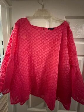 Tommy Hilfiger Hot Pink Bell-Sleeve Textured Dot Tunic